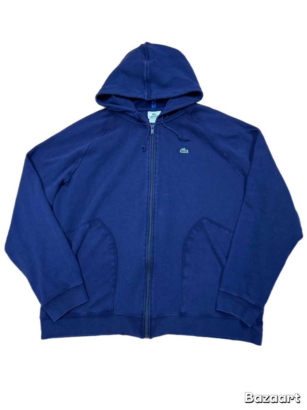 Vintage Lacoste Hoodie Sweatshirt Mens XXL Blue Full Zip Pockets Croc Logo